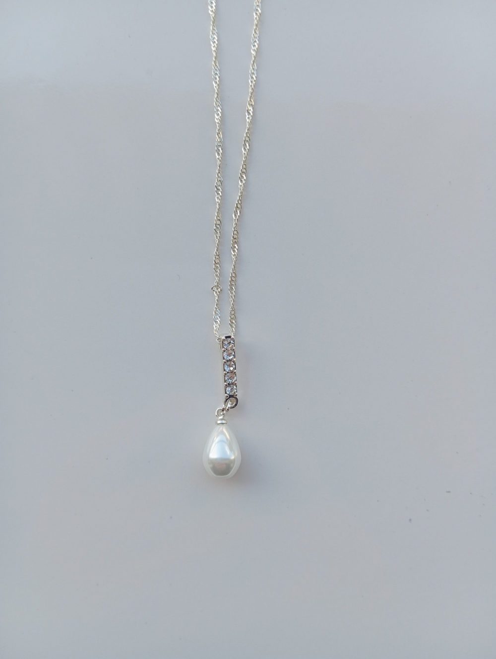 Collier perle et strass acier inoxydable