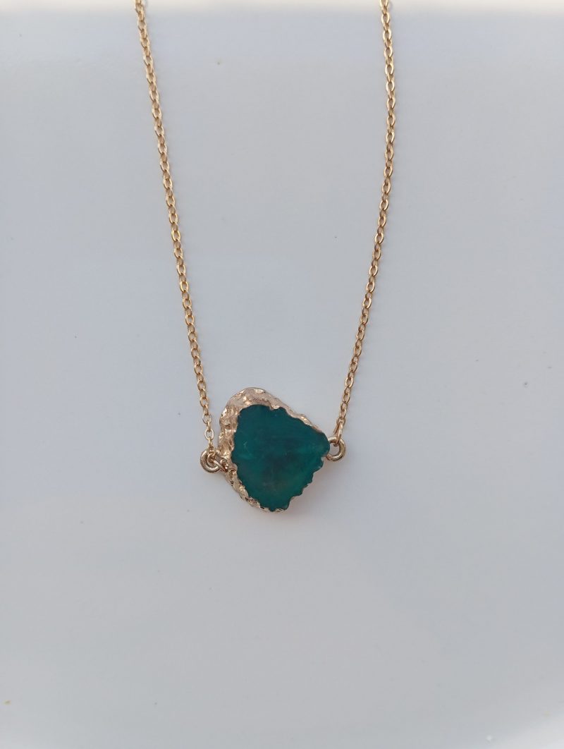 Collier émeraude acier inoxydable