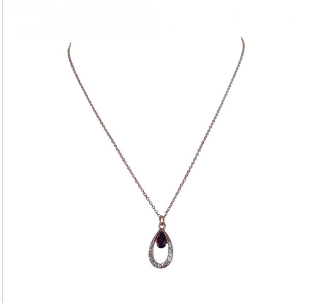 Collier en goutte pierre saphir acier inoxydable