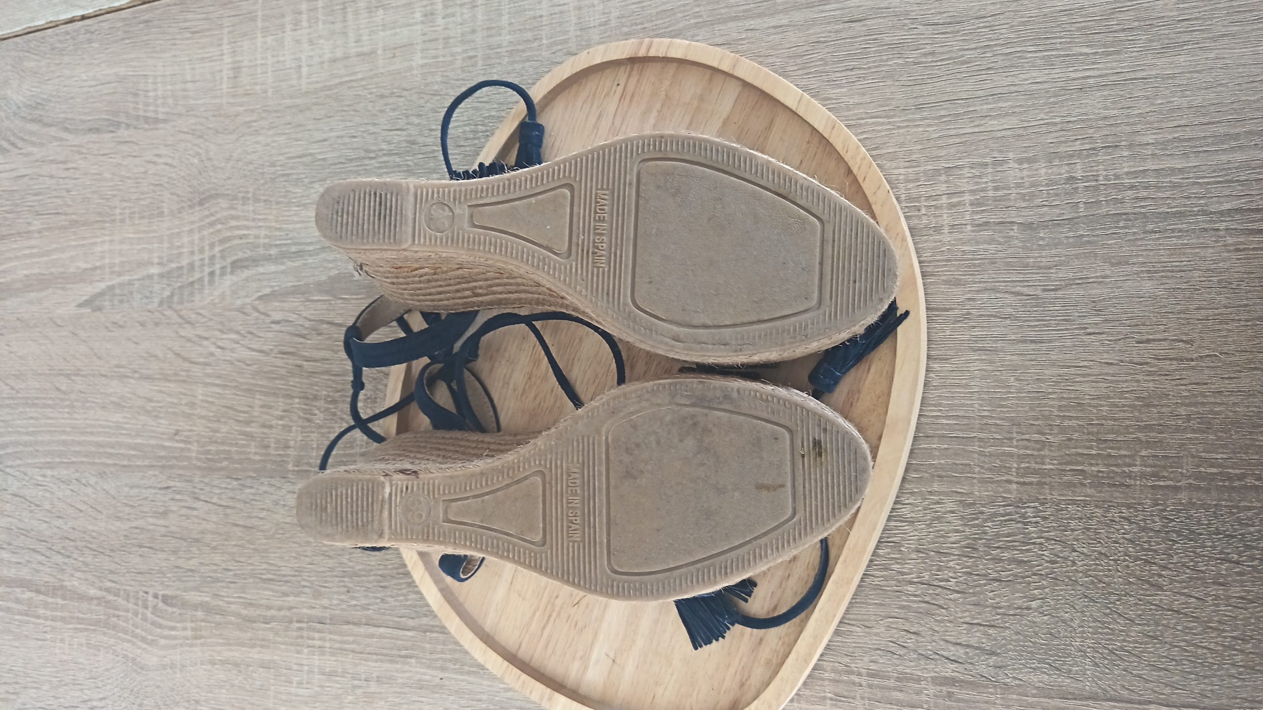 Sandales compensées en suédine bleu marine à lacets - T.39 – Image 8